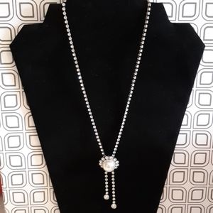 VTG JudyLee Clear Rhinestone and Pendant Necklace